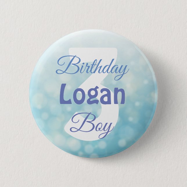 Personalised Name and Age Birthday Boy Button (Front)