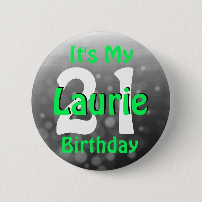 Personalised Name and Age Birthday Button (Front)