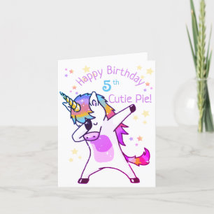 Personalised Name and Age Unicorn Birthday Party Holiday Card