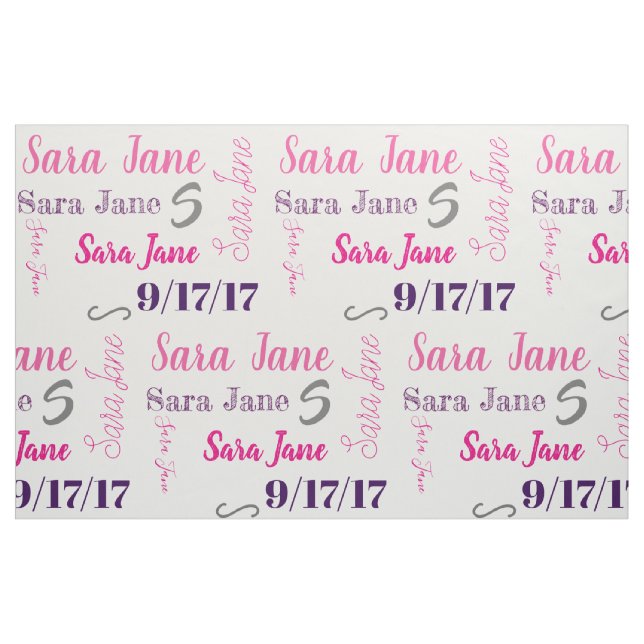 Personalised Name and Birthday Fabric (Fat Quarter)