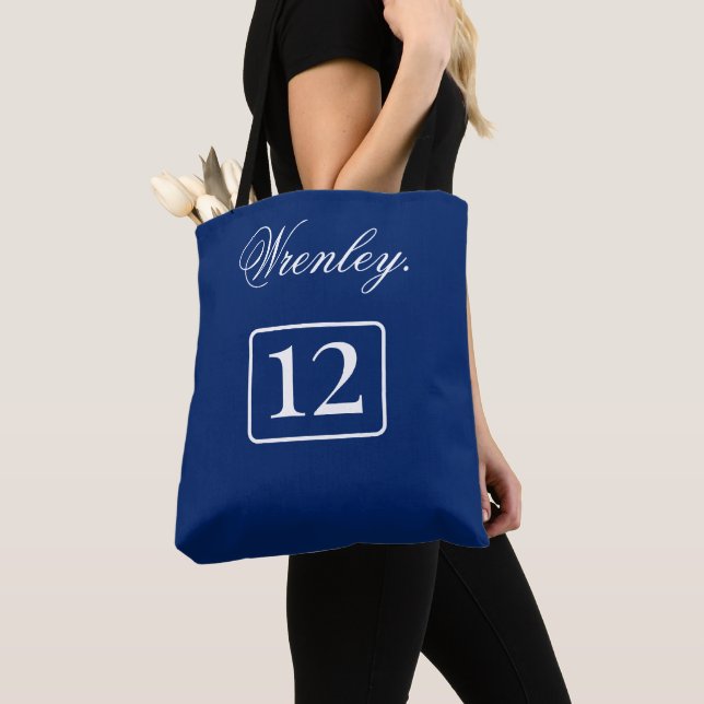 Personalised Name and Class Number Varsity Style Tote Bag (Close Up)