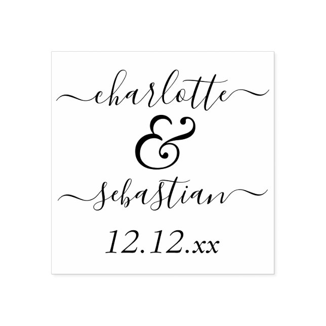 Personalised Name and Date Wedding Custom Made Rubber Stamp (Imprint)