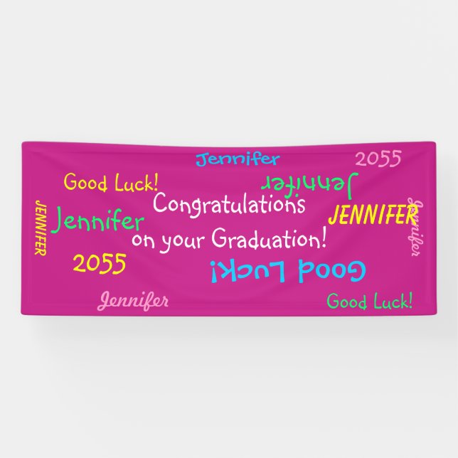 Personalised Name and Event Multi Colour Graduatio Banner (Horizontal)
