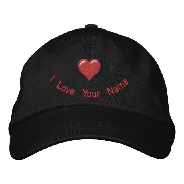 Personalised name and heart embroidered hat (Front)