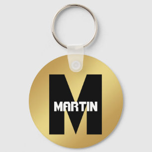 Personalised Name and monogram gold Keychain