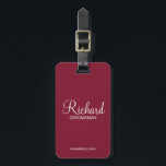 Personalised Name and Monogram Groomsman Luggage Tag<br><div class="desc">Personalised Groomsman Gifts
featuring personalised groomsman's name in white modern script font style with title and wedding date in modern sans serif font style on burgundy red background.

Also perfect for best man,  father of the bride,  bridesmaid,  maid of honour,  mother of the bride and more.</div>