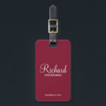 Personalised Name and Monogram Groomsman Luggage Tag<br><div class="desc">Personalised Groomsman Gifts
featuring personalised groomsman's name in white modern script font style with title and wedding date in modern sans serif font style on burgundy red background.

Also perfect for best man,  father of the bride,  bridesmaid,  maid of honour,  mother of the bride and more.</div>