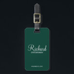 Personalised Name and Monogram Groomsman Luggage Tag<br><div class="desc">Personalised Groomsman Gifts
featuring personalised groomsman's name in white modern script font style with title and wedding date in modern sans serif font style on emerald green background.

Also perfect for best man,  father of the bride,  bridesmaid,  maid of honour,  mother of the bride and more.</div>
