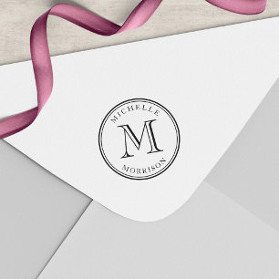 Personalised Name and Monogram Round Border Self-inking Stamp