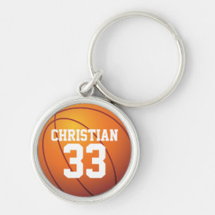 Personalised Name and Number Basketball Key Ring