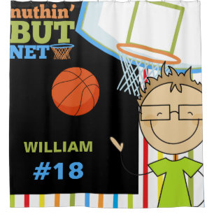 Personalised Name and Number Boys Basketball Shower Curtain