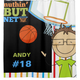 Personalised Name and Number Boys Basketball Shower Curtain