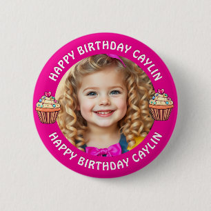 Personalised Name and Photo Birthday 6 Cm Round Badge