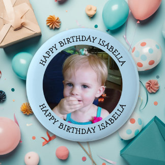 Personalised Name and Photo Birthday   6 Cm Round Badge