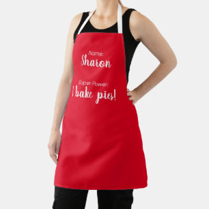 Personalised Name And Super Power Pies Red Apron