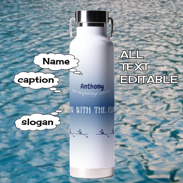 Personalised name and text rowers crew water bottle (Creator Uploaded)