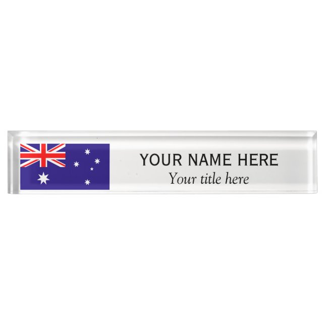 Personalised name and title Australian flag Nameplate (Front)