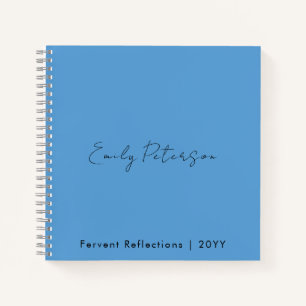 Personalised Name and Title, Simple Elegant  Blue  Notebook