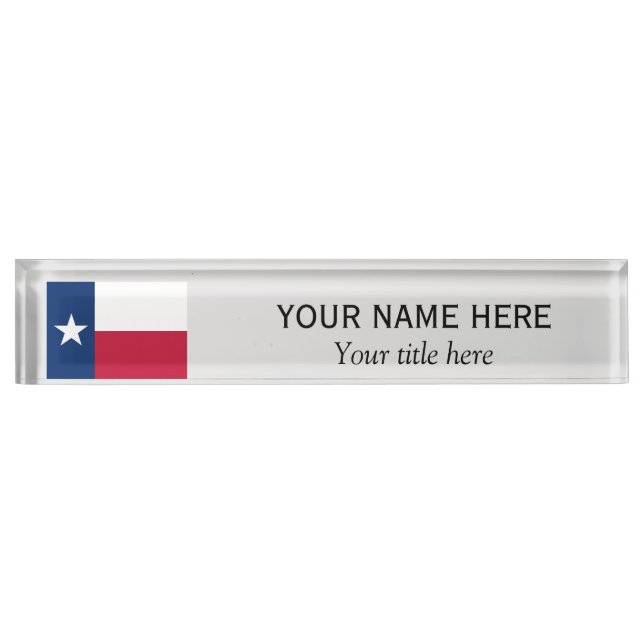 Personalised name and title Texas state flag Nameplate (Front)