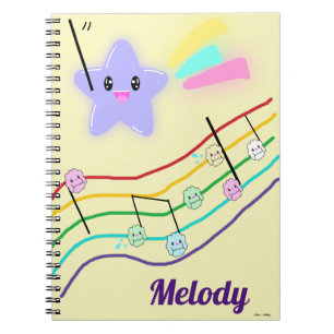 Personalised Name Animal Music Notes Score Kawaii Notebook