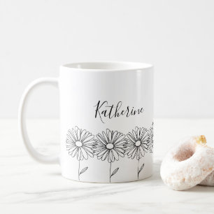 Personalised name April daisy Birth Flower Coffee Mug