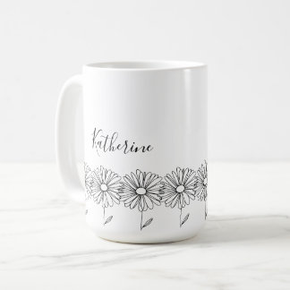 Personalised name April daisy Birth Flower Coffee Mug
