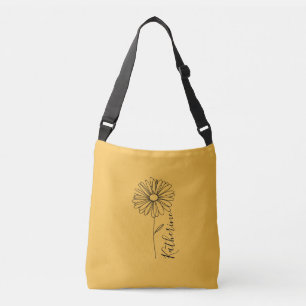 Personalised name April daisy Birth Flower Crossbody Bag