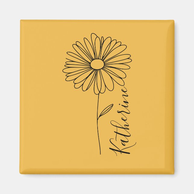 Personalised name April daisy Birth Flower Magnet (Front)
