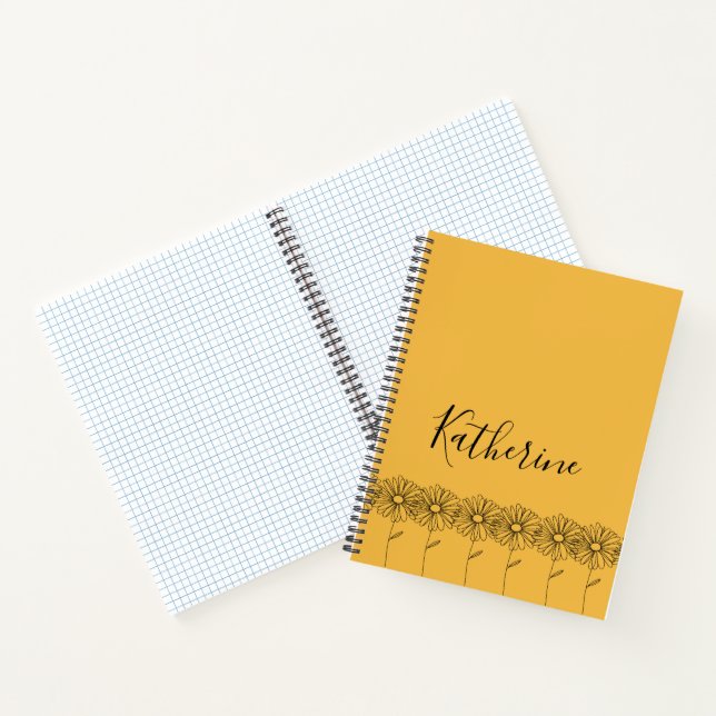 Personalised name April daisy Birth Flower Notebook (Inside)