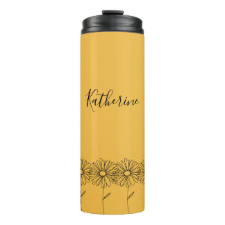 Personalised name April daisy Birth Flower Thermal Tumbler