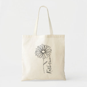 Personalised name April daisy Birth Flower Tote Bag