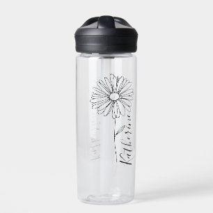Personalised name April daisy Birth Flower Water Bottle