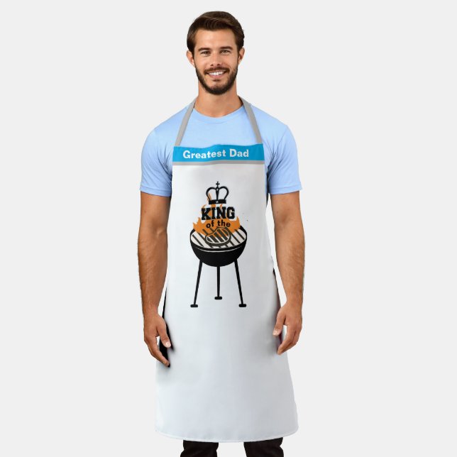Personalised Name Apron, Funny King of The Grill Apron (Worn)
