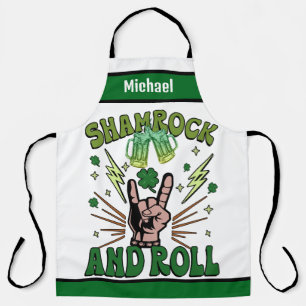 Personalised Name Aprons, Shamrock & Roll Punny Apron