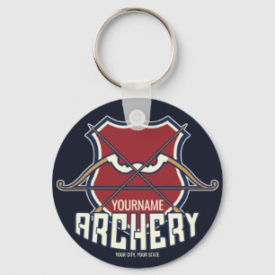 Personalised NAME Archery Sports Recurve Bow Arrow Key Ring