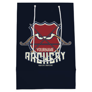 Personalised NAME Archery Sports Recurve Bow Arrow Medium Gift Bag