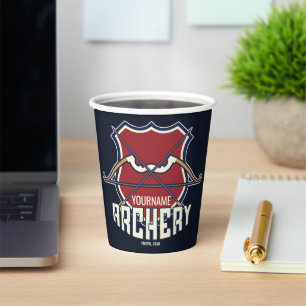 Personalised NAME Archery Sports Recurve Bow Arrow Paper Cups