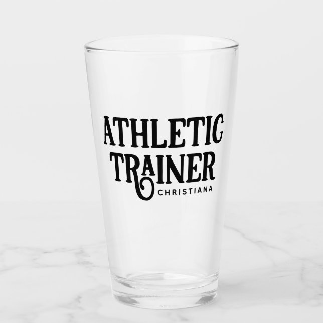 Personalised Name Athletic Trainer Glass (Front)