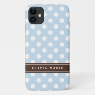 Personalised Name Baby Blue Polka Dots Pattern Case-Mate iPhone Case