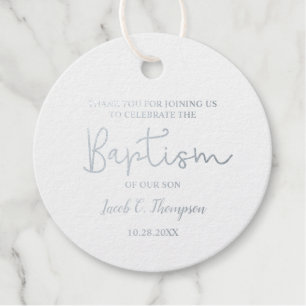 Personalised Name Baby Boy Modern Script baptism Favour Tags