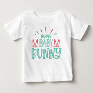 Personalised NAME Baby Bunny Butterfly Easter Eggs Baby T-Shirt