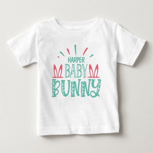 Personalised NAME Baby Bunny Butterfly Easter Eggs T-Shirt (Front)