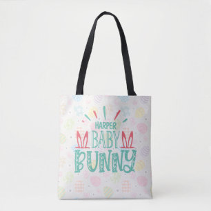 Personalised NAME Baby Bunny Butterfly Easter Eggs Tote Bag