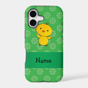 Personalised name baby chick green flowers