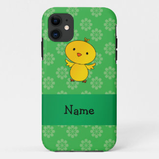 Personalised name baby chick green flowers Case-Mate iPhone case