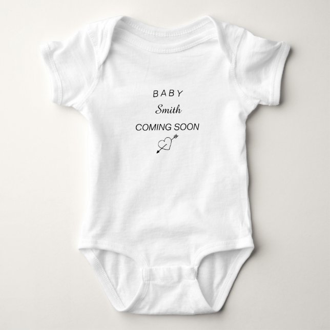 Personalised name baby coming soon Baby Gift Bodysuit (Front)