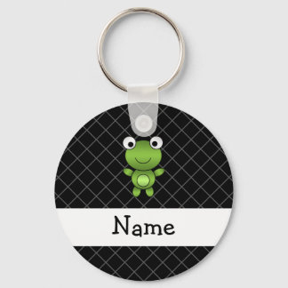 Personalised name baby frog black criss cross key ring