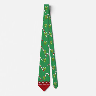 Personalised name baby frog green candy canes tie