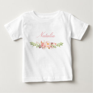 Personalised Name Baby Girl Watercolor Floral-12 T-Shirt