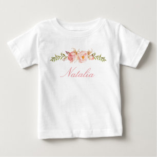 Personalised Name Baby Girl Watercolor Floral-13 T-Shirt